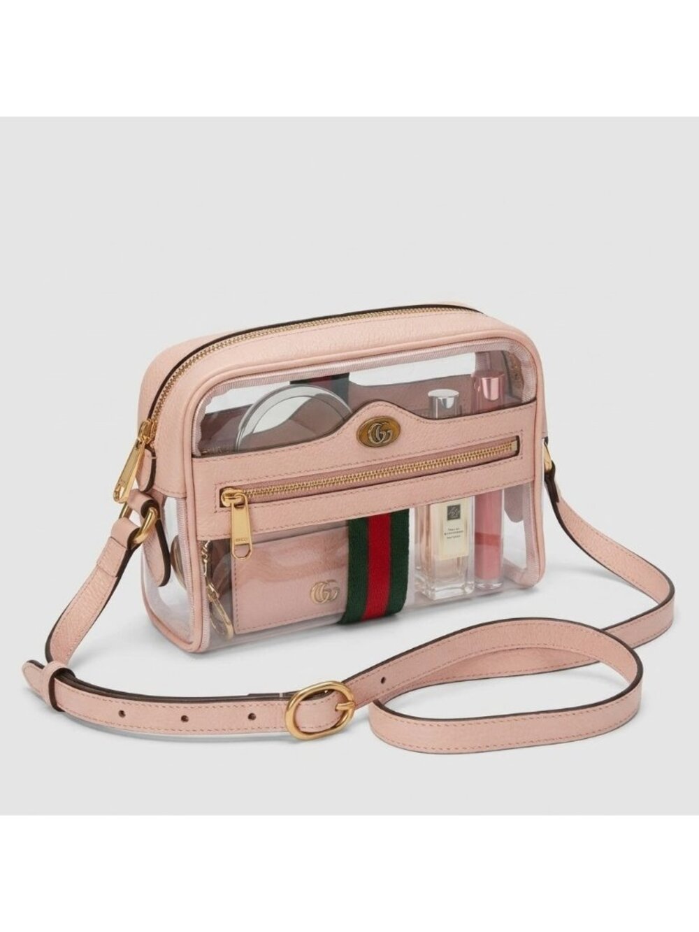 Gucci Ophidia Mini Transparent Bag Clear Vinyl Purse in Light Pink Color NWOT